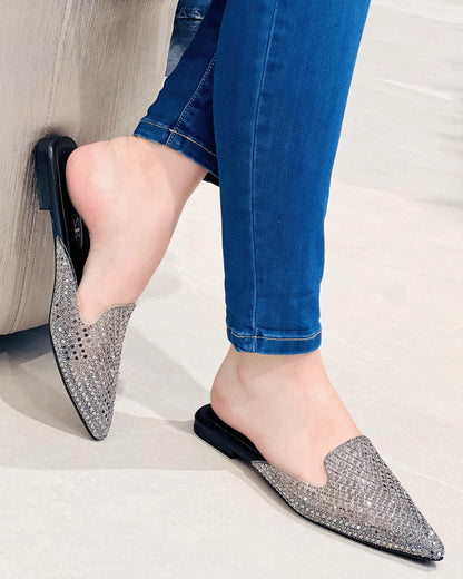 MULE NEGRO BRILLANTE GLAM