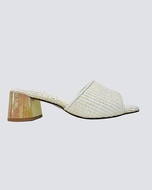 SANDALIA TACON TALCO TEJIDO ESTILO CHIC