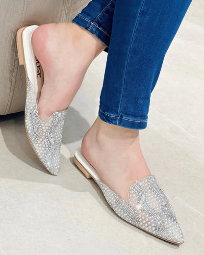 MULE TALCO BRILLANTE CON PERLAS
