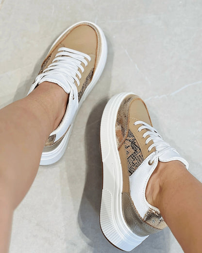 TENIS ESTILO URBANO ESTRELLA SNAKE PRINT TAUPE