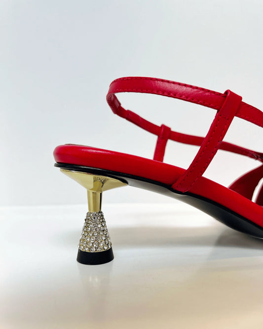 TACON ROJO DORADO BRILLOS