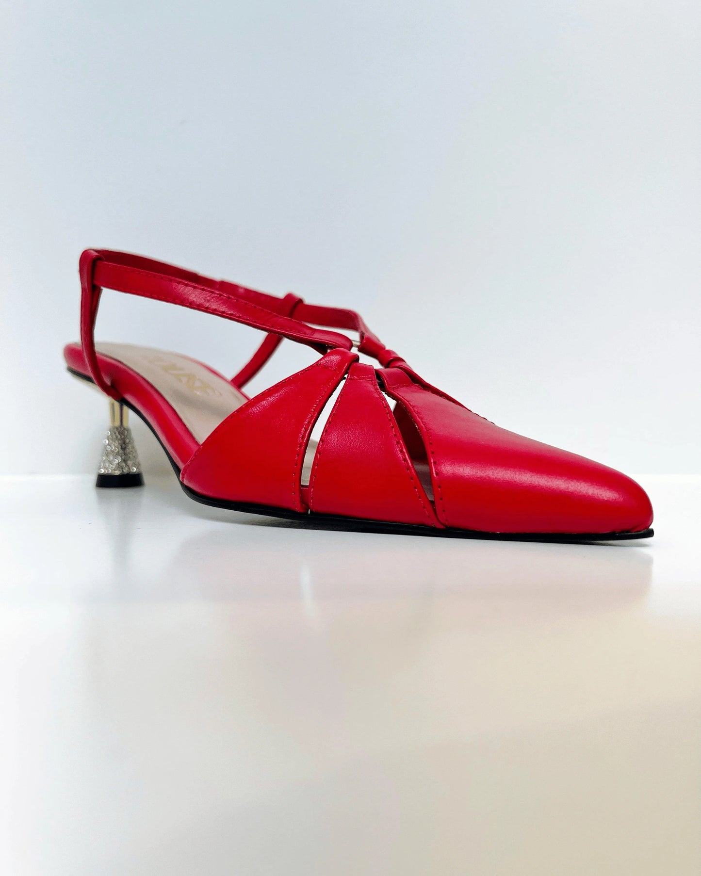TACON ROJO DORADO BRILLOS