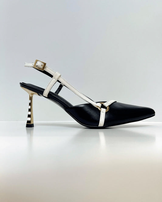 TACON STILETO TACON  EN LINEA NEGRO BLANCO