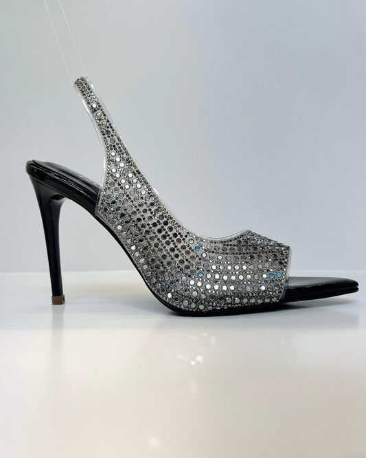 TACON ELEGANTE BRILLANTE CHAROL NEGRO