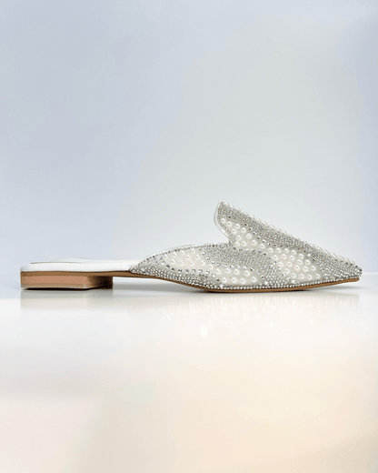 MULE TALCO BRILLANTE CON PERLAS