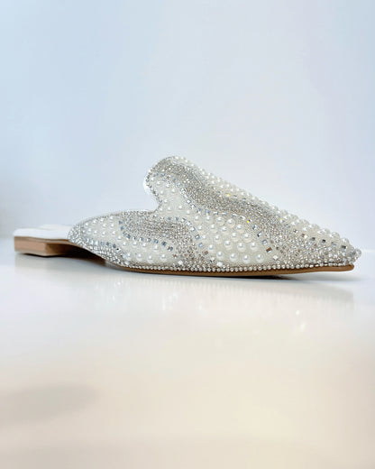 MULE TALCO BRILLANTE CON PERLAS