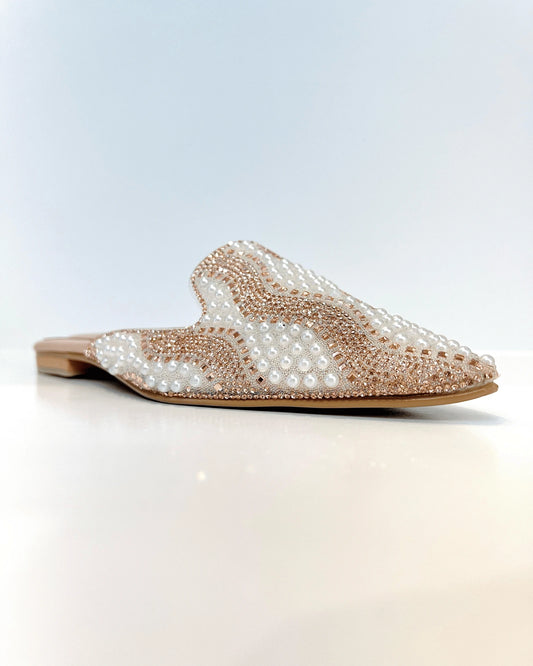 MULE NUDE BRILLANTE CON PERLAS