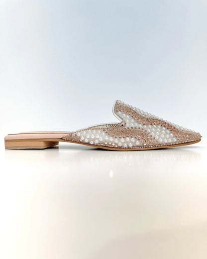 MULE NUDE BRILLANTE CON PERLAS