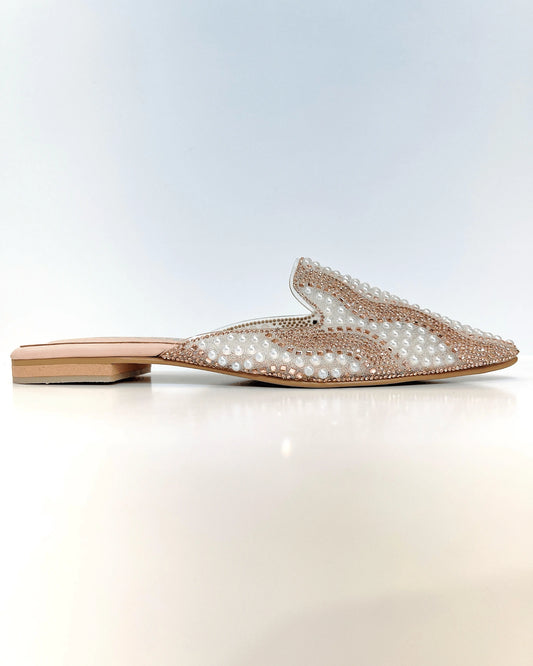 MULE NUDE BRILLANTE CON PERLAS